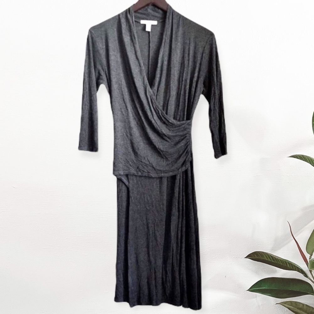Anthropologie Weston Wear Grey Faux Wrap Dress